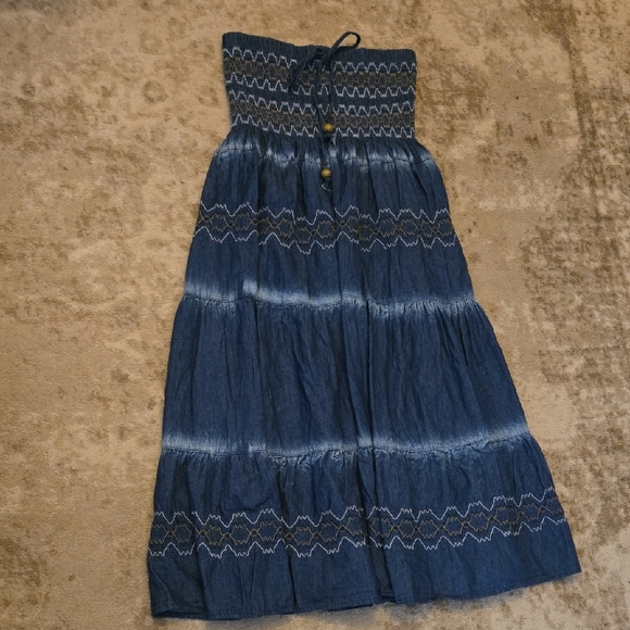 Blue Strapless Maxi Dress/ Skirt Size Small - Picture 3 of 8
